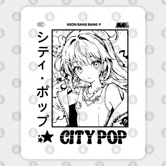 Retro Manga City Pop Vaporwave Aesthetic Anime #8 Magnet by Neon Bang Bang